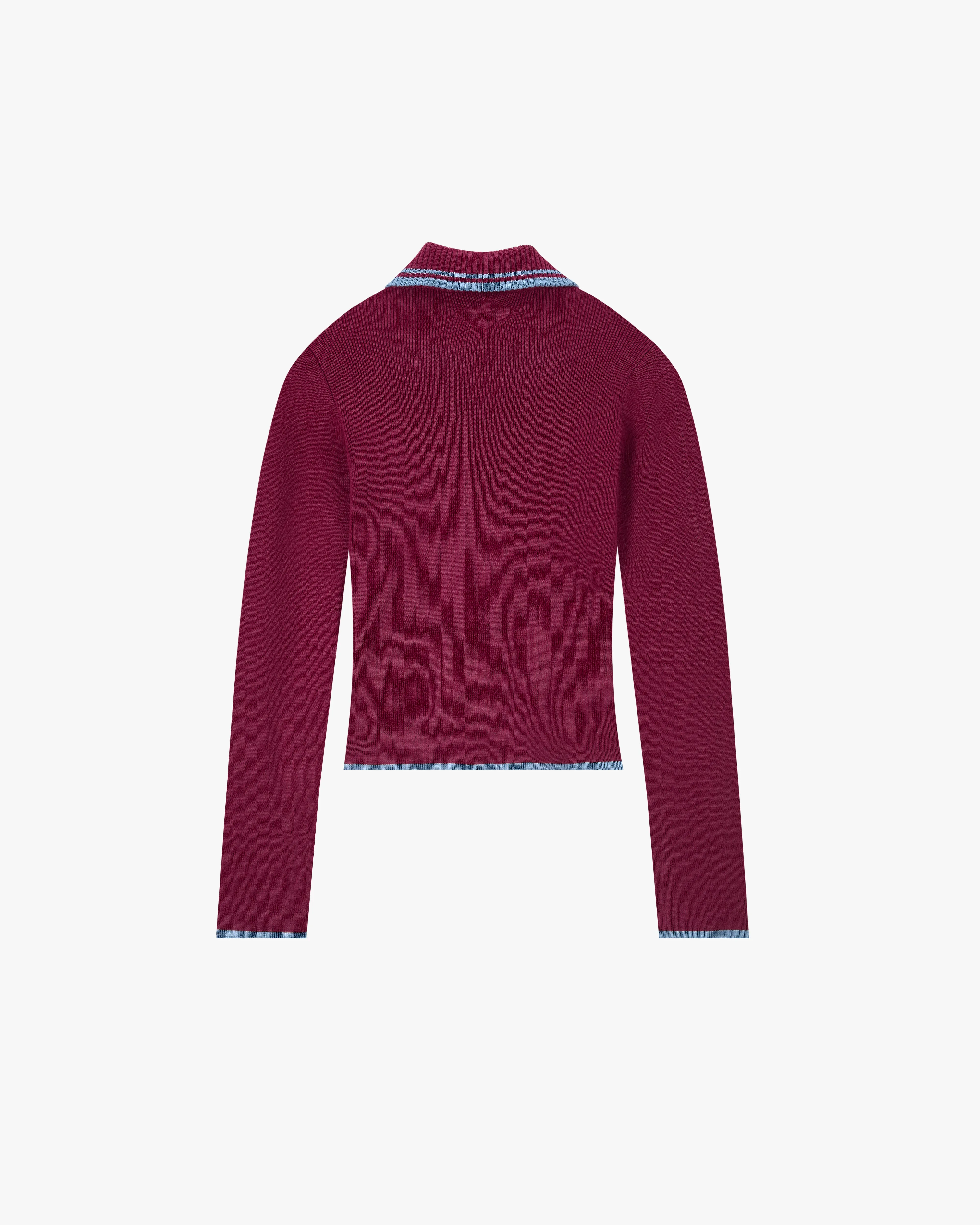 Cozy Classic Thermal Regulation Layer Kiddo Full-Zip Knit Burgundy