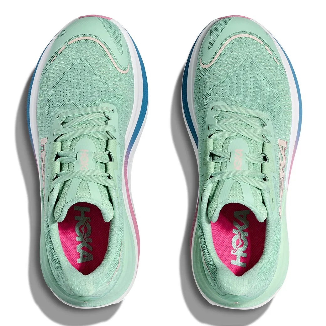 Womens Hoka Skyward X in Jadeite/ Dried Rose spiritual - event running option EasyClean