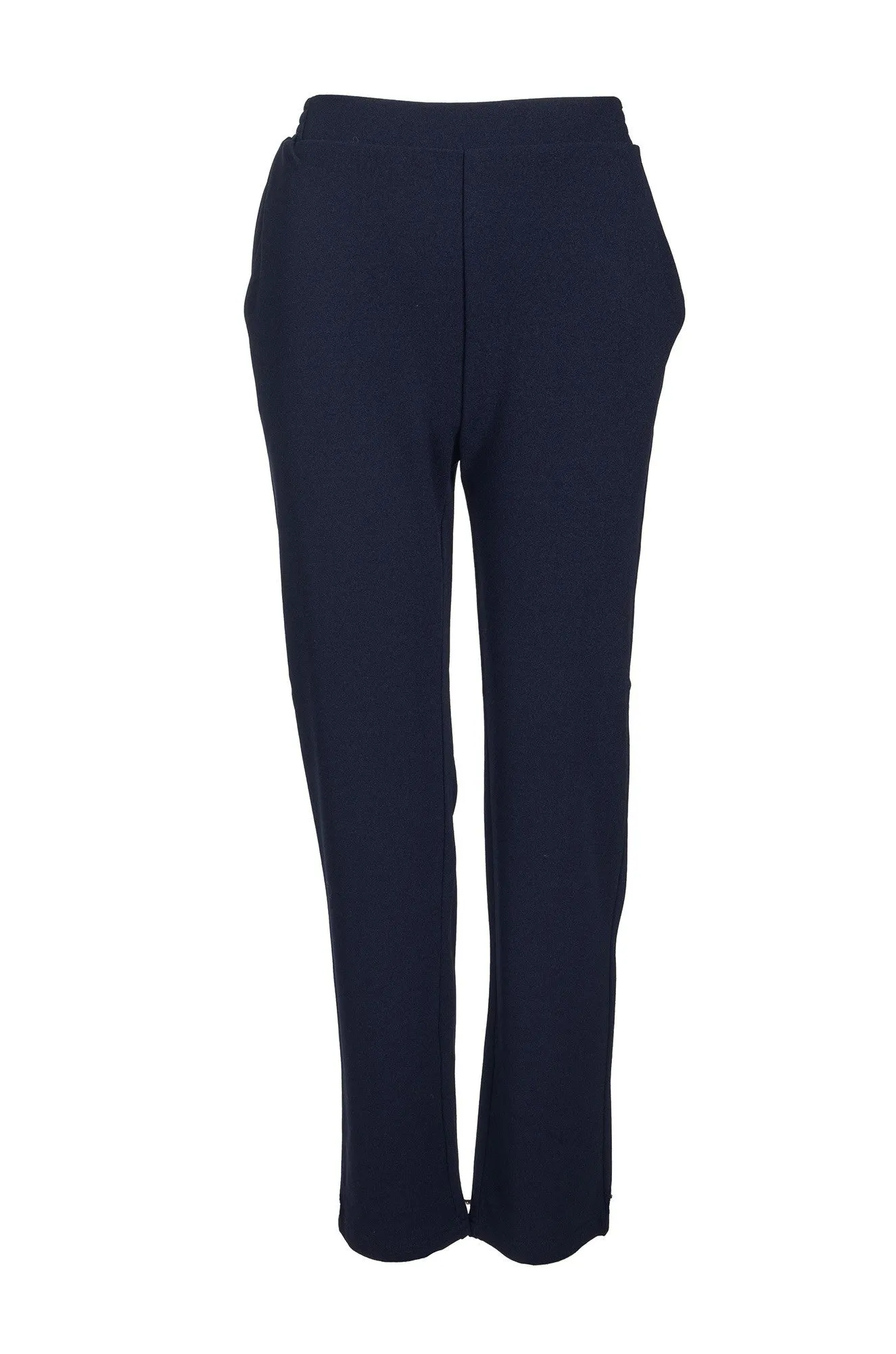 Padded hips smooth zipper Xtra Short Stretch Crepe Pants | NAVY | 8227B1