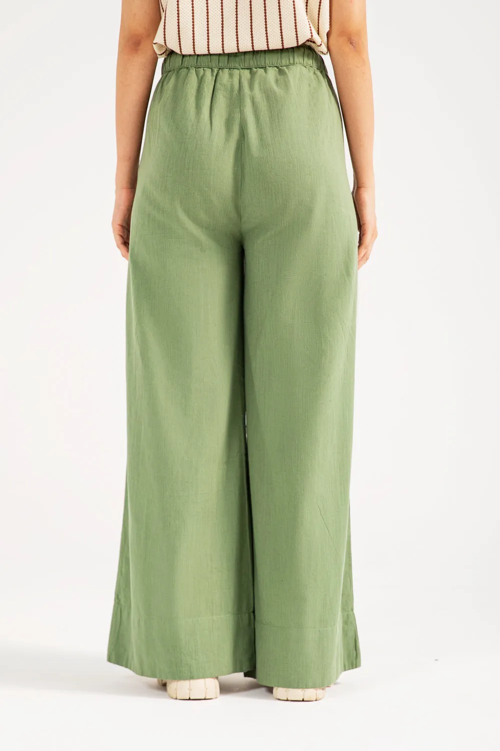 LINEN WIDE LEG TROUSERS Flexible Layer Cozy Stretch Fit