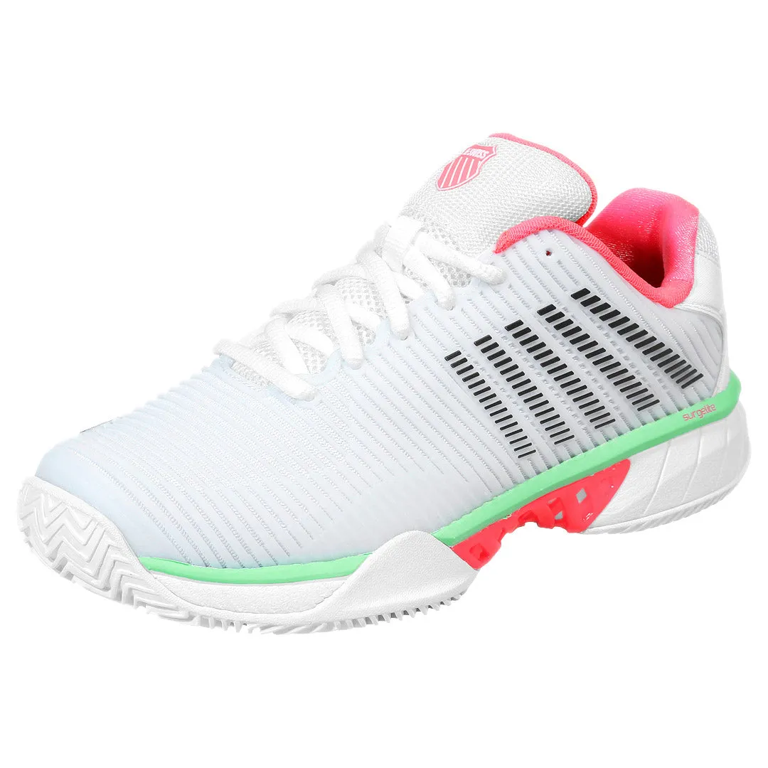 K-Swiss Women's Hypercourt Express 2 - Clay - White/Neon Pastel Pink Trail Style Neutral Foot Strike