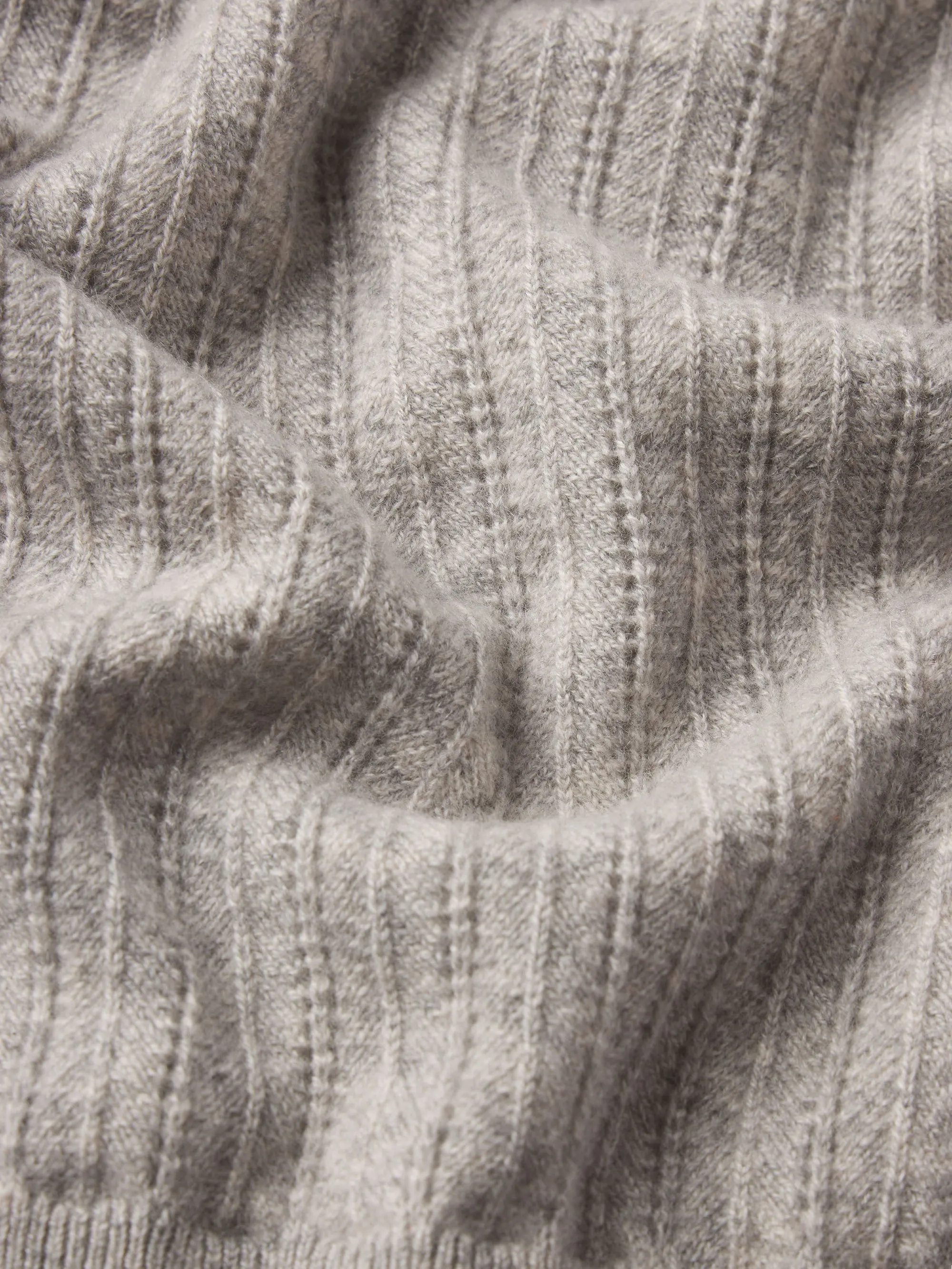 Textured Slub Yarn The Ladder Pointelle Sweater -- Light Heather Grey