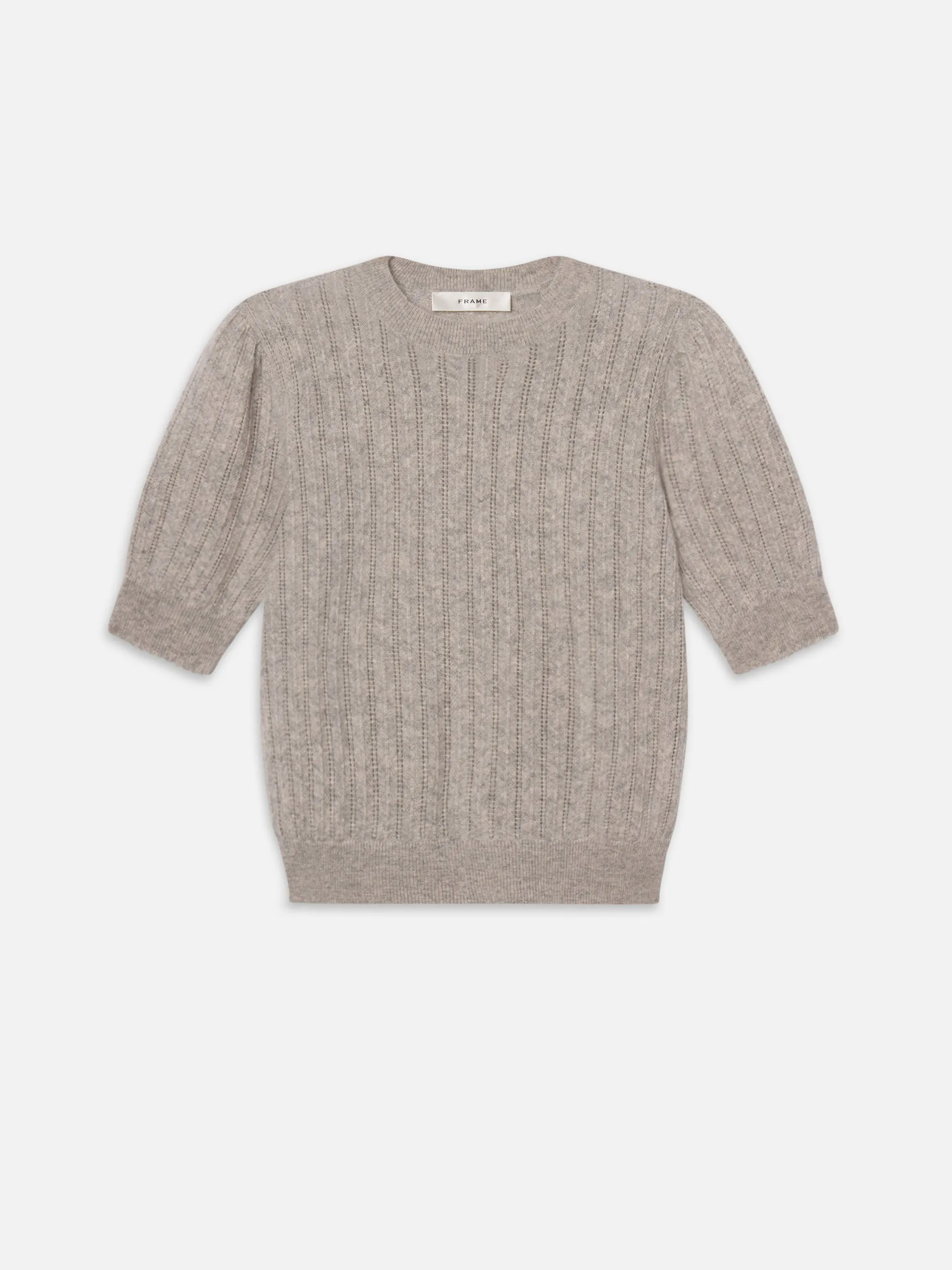 The Ladder Pointelle Sweater -- Light Heather Grey Hypoallergenic Fiber