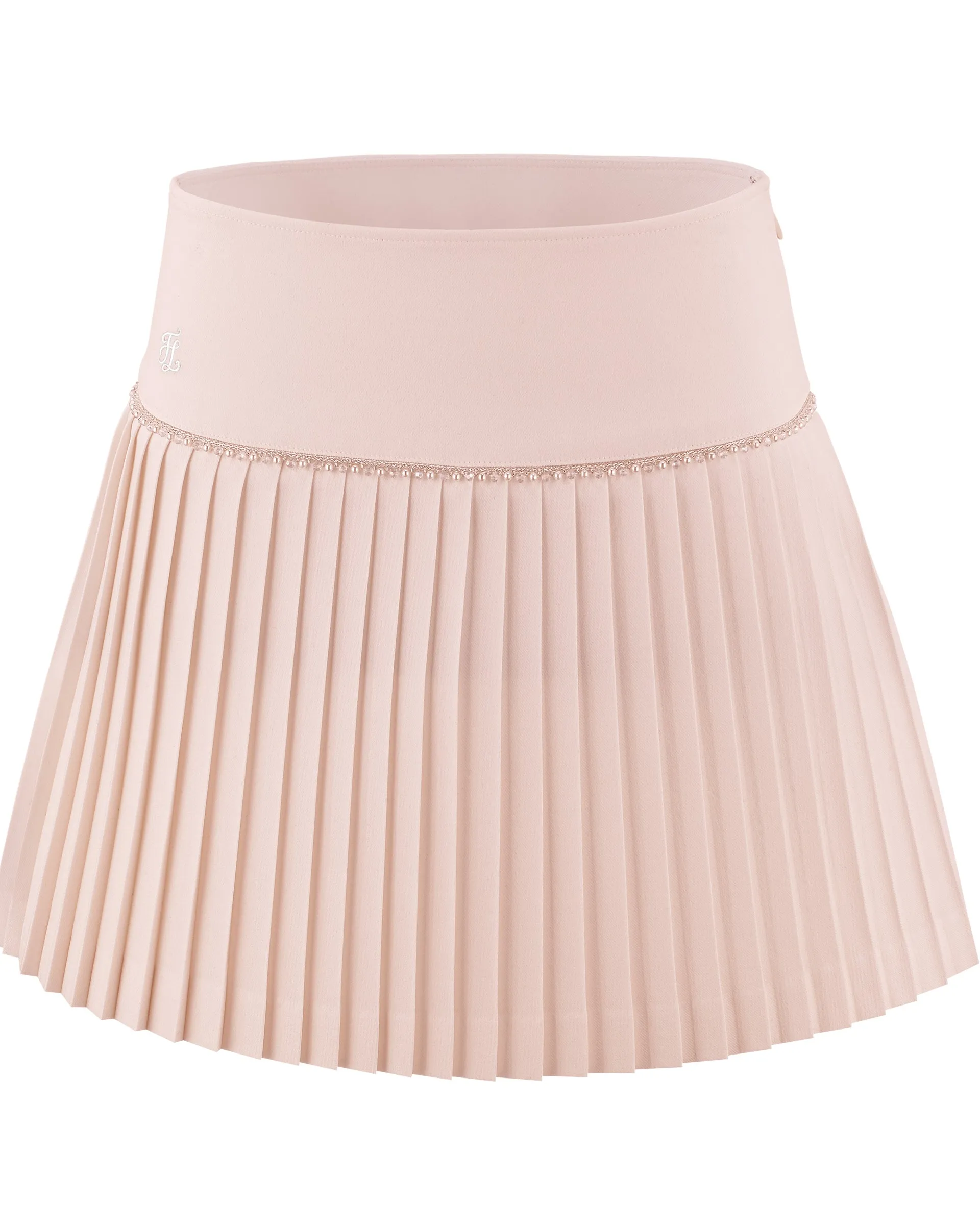 [FL Signature] Pearl & Bead Flare Pleated Skirt - Pink Sharp Look Bold Finish