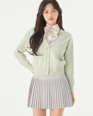 Sleek Detail Breathable Material [FL signature] Silk twisted flare pleated skirt - Grey