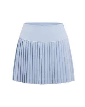Department Store Style [FL signature] Silk twisted flare pleated skirt - Light Blue
