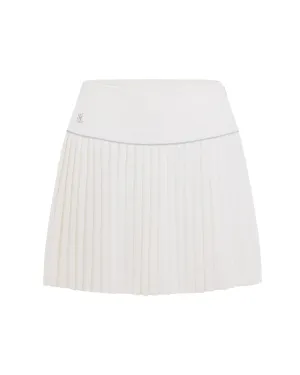 [FL signature] Silk twisted flare pleated skirt - White Minimal Vibe Glamorous Appeal