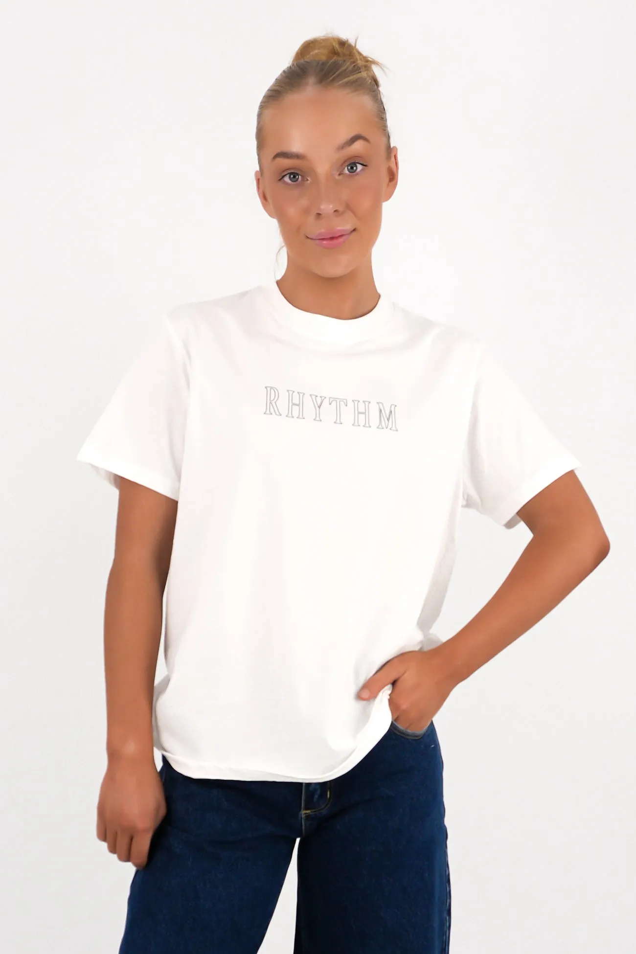 Flagship Boyfriend T-Shirt White Fade Resistant Dye