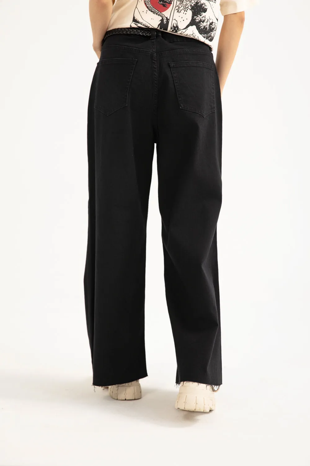 FLARED FIT DENIM WITH RAW HEM Flattering Fit Wear Non Irritating Tags