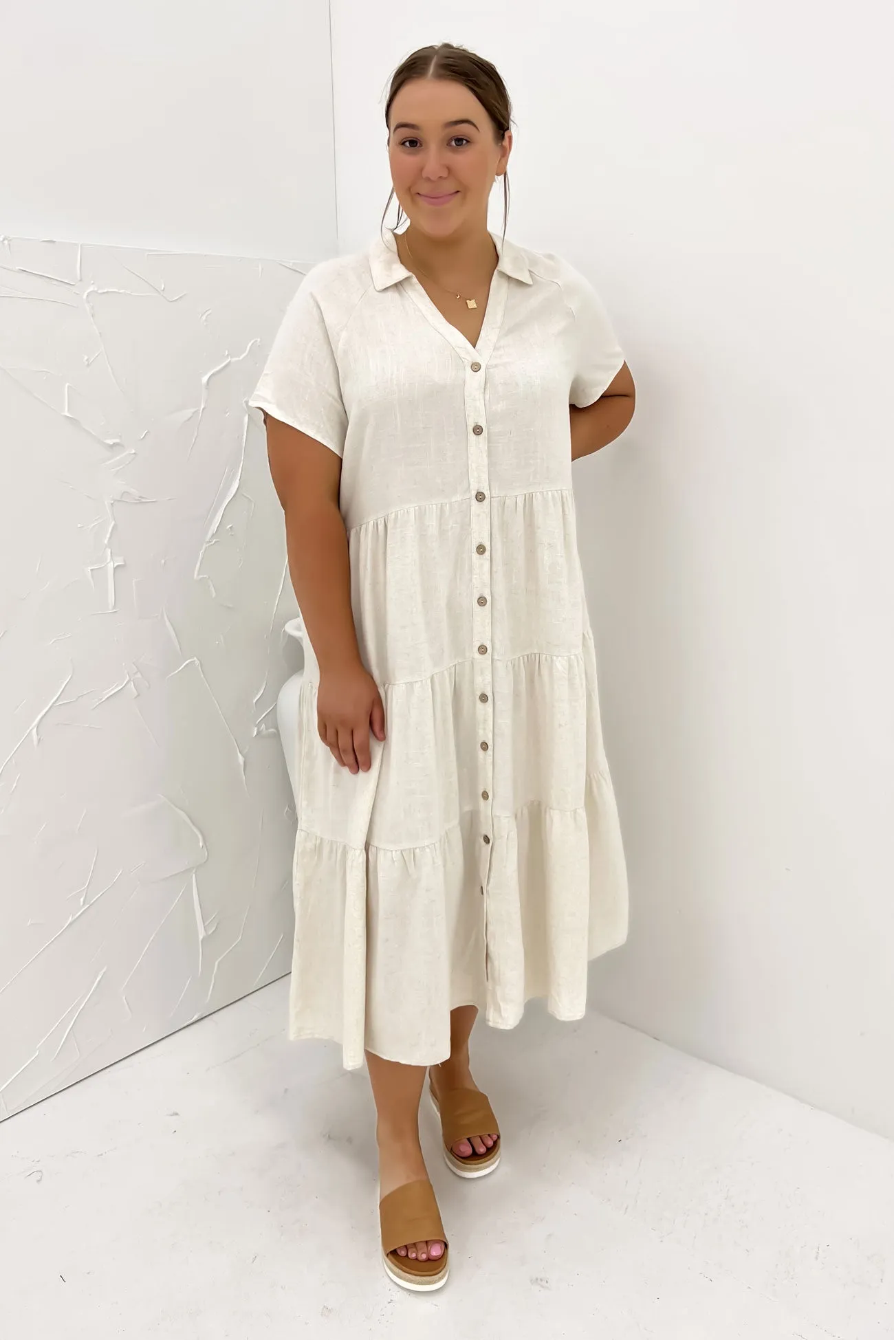 Little Paradise Midi Dress Beige Trendy midi dress