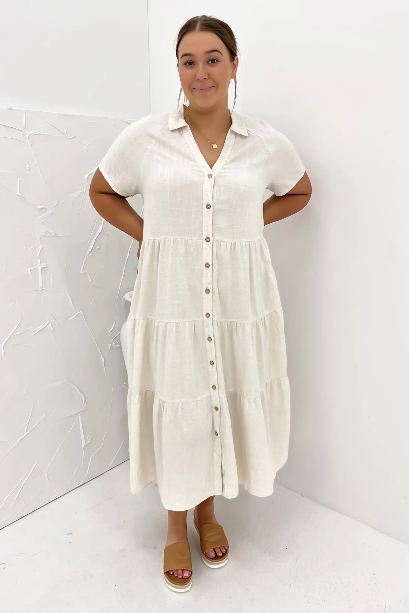 Little Paradise Midi Dress Beige Visual Balance