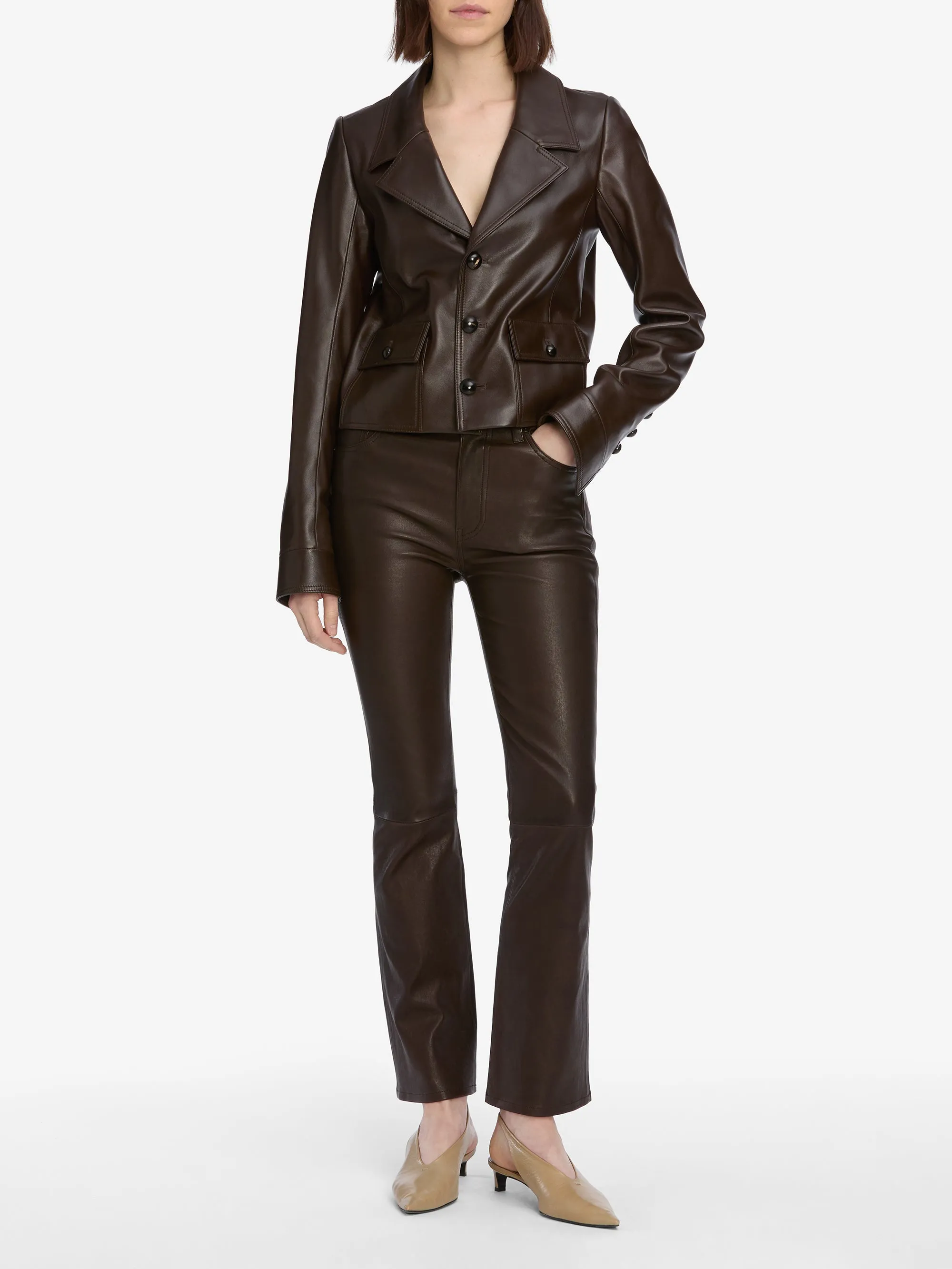 sporty wear Active Stretch The Leather Reboot Crop -- Truffle