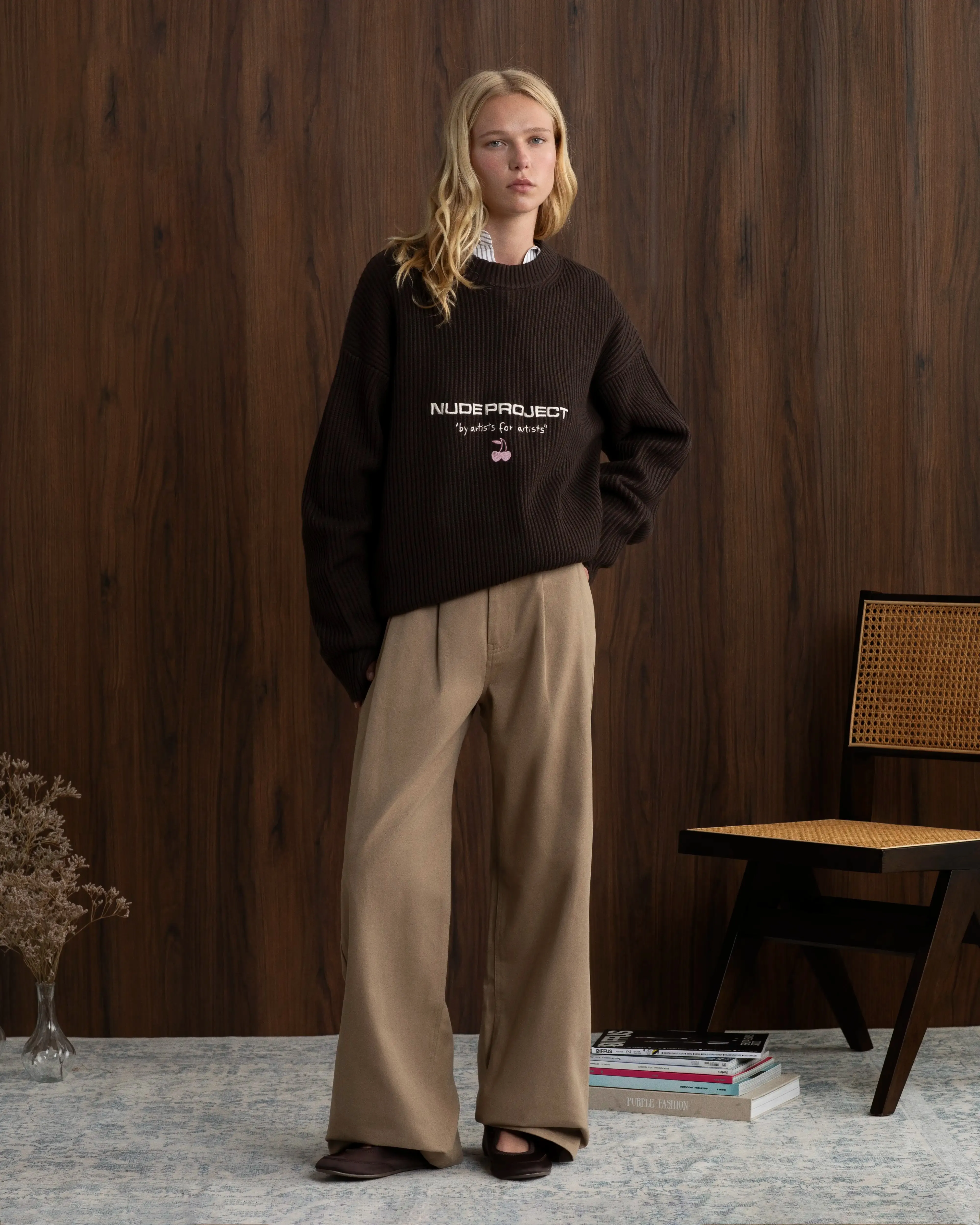 Vinyl Chino Pants Beige ErgonomicArticulatedDesign