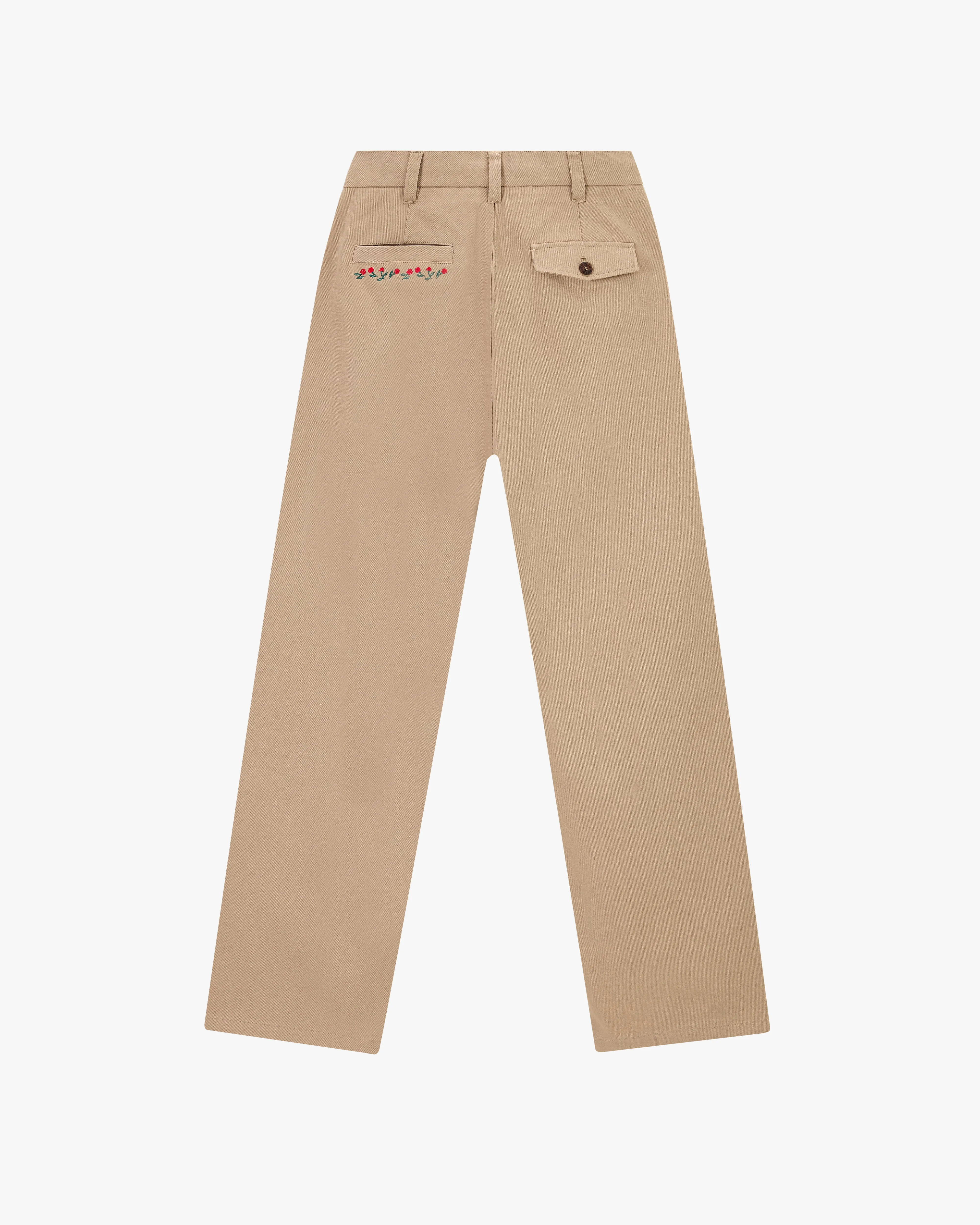 Flared bottom HighRiseWaistband Vinyl Chino Pants Beige