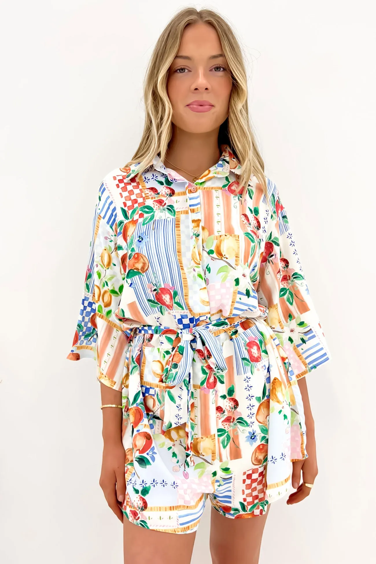 Thorne Playsuit Sunburst RollUp Sleeves NoSlipWaistband