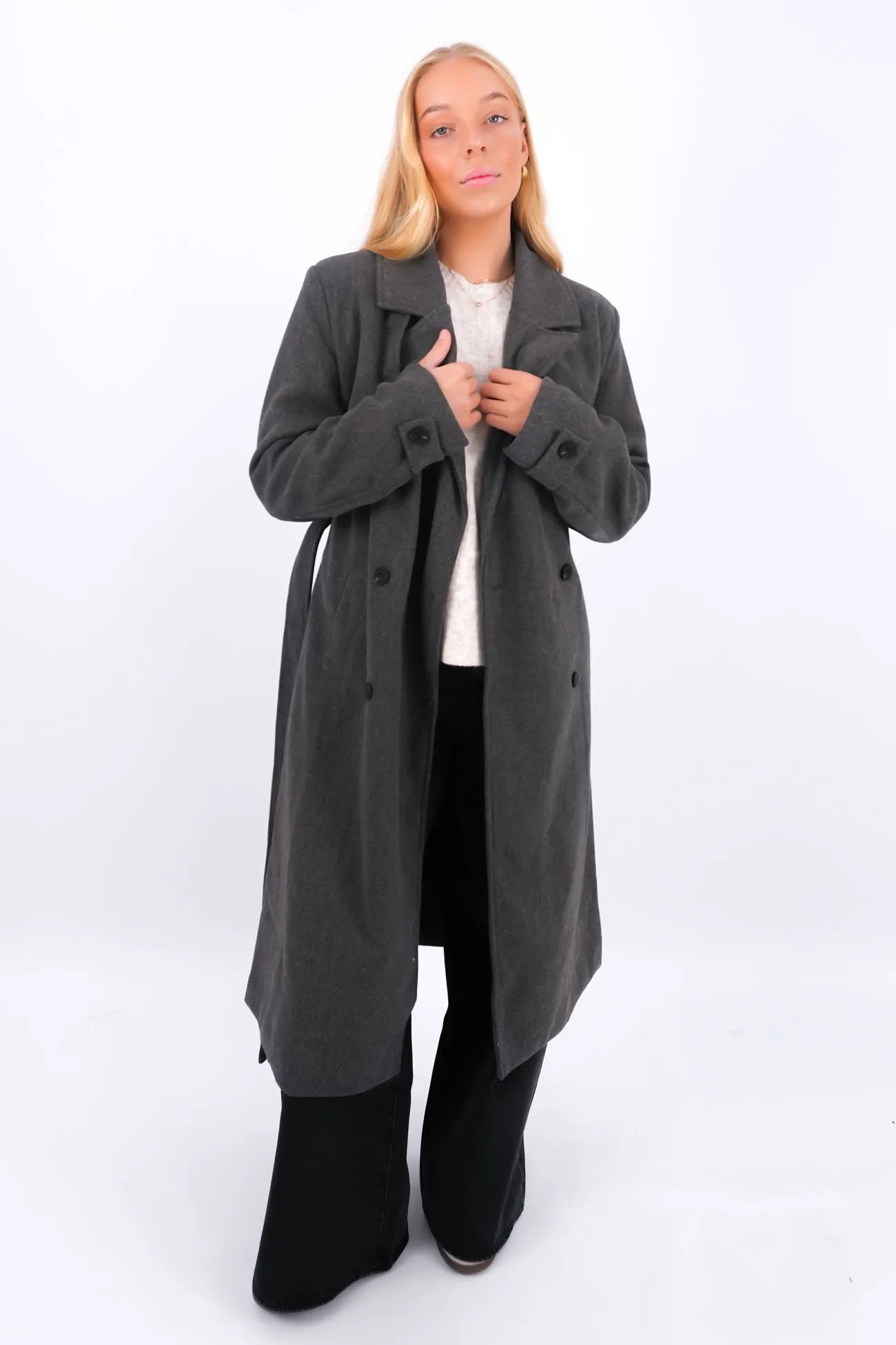 Alba Coat Charcoal Reinforced Seams Windproof Technology