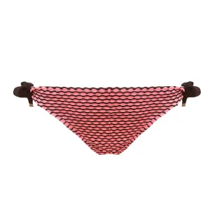 Women's Perforated Bikini Bottom,Coral/Black Rash Guard Coating