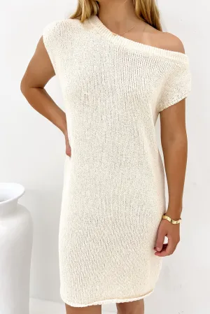 Trendy midi dress Calm Lines Lachy Mini Dress Cream