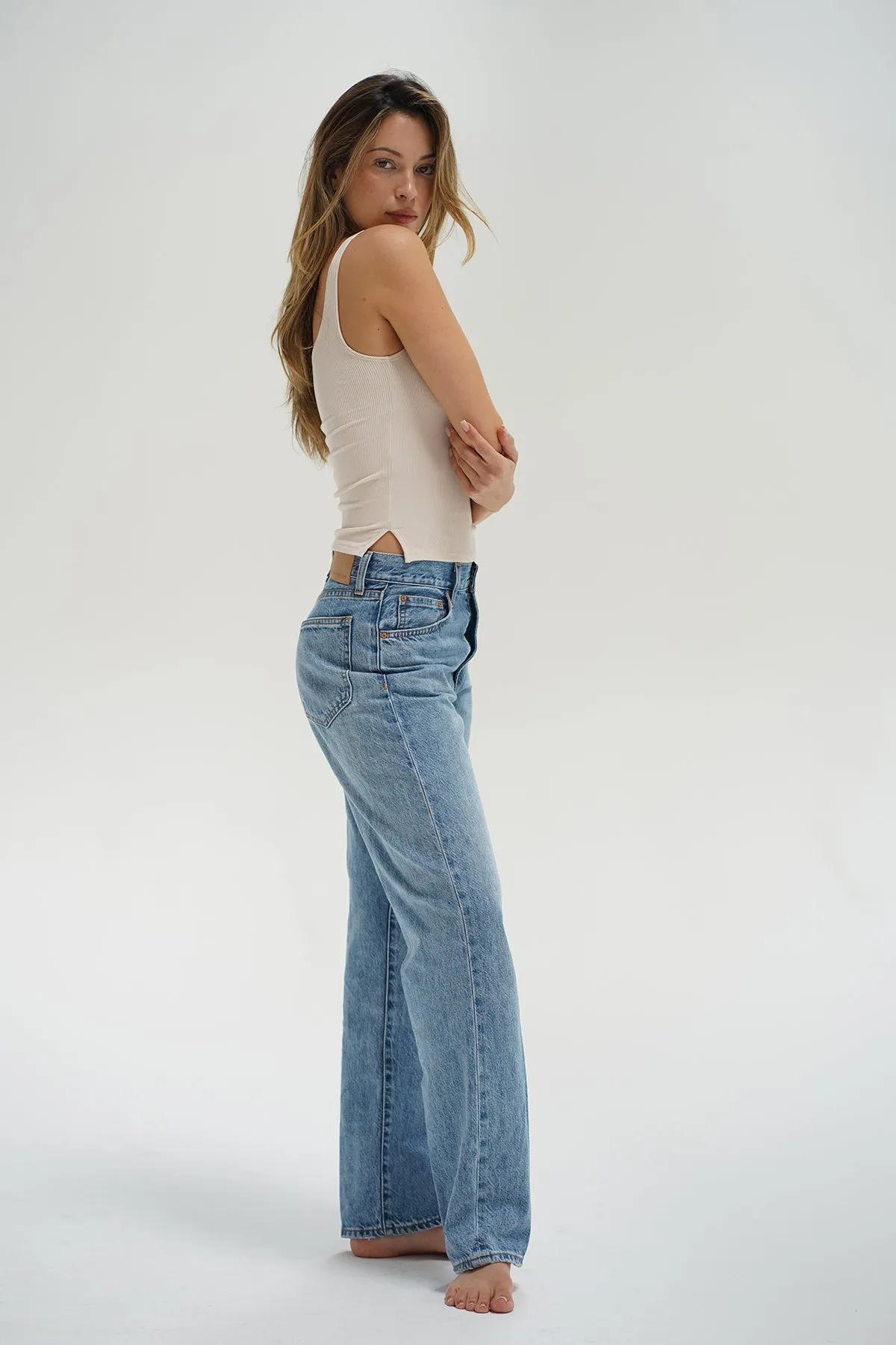 Cyber Core Scoop Ribbed Tank - Bone