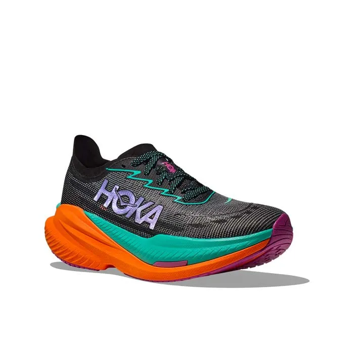 Womens Hoka Mach X 2 in Black/Electric Aqua versatile - use shoes Rock Guard Plate