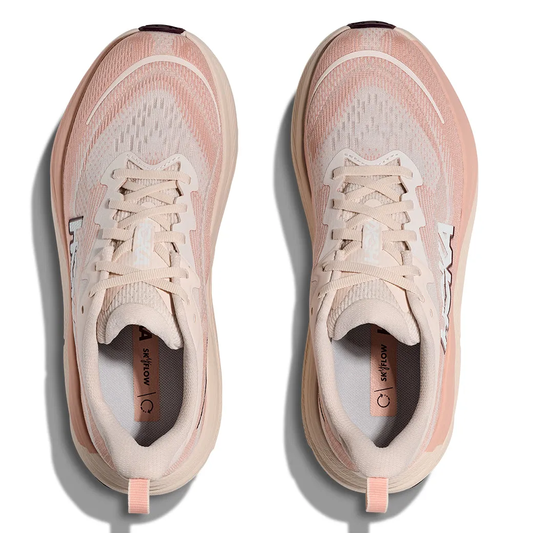 Womens Hoka Skyflow in Rose Cream/ Rose Latte Balanced Stack Height