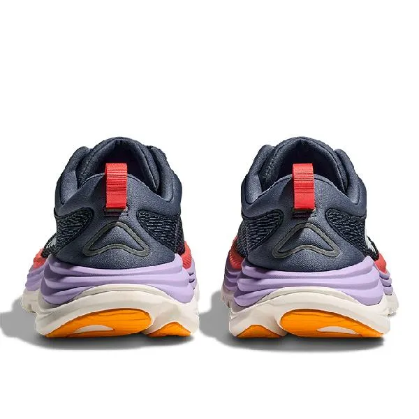 Womens Hoka Gaviota 5 Wide in Anchor/Grapefuit rubber running option ventilation - technology