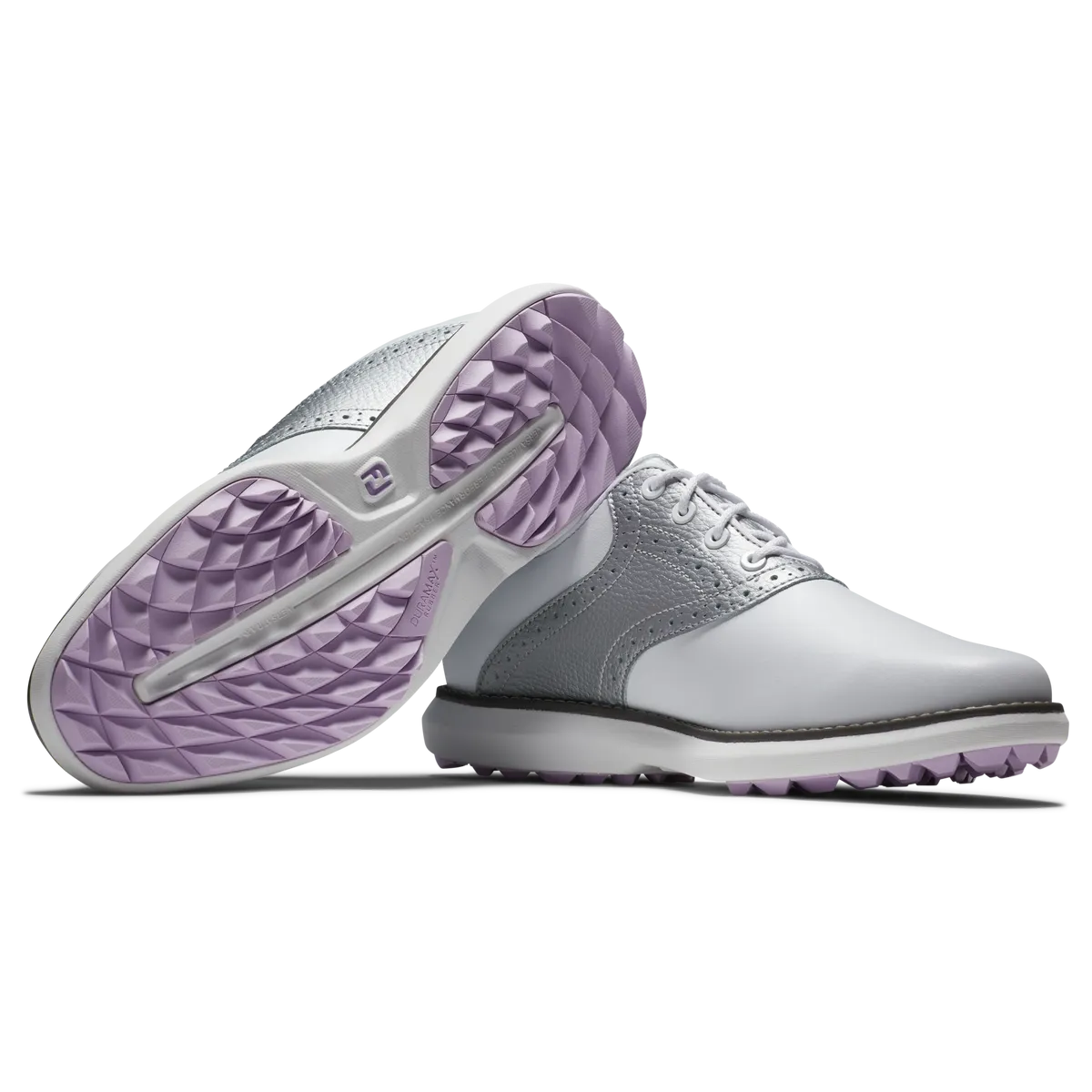 FootJoy Women's Traditions Golf Shoes- White/Silver/Purple Trail Ready