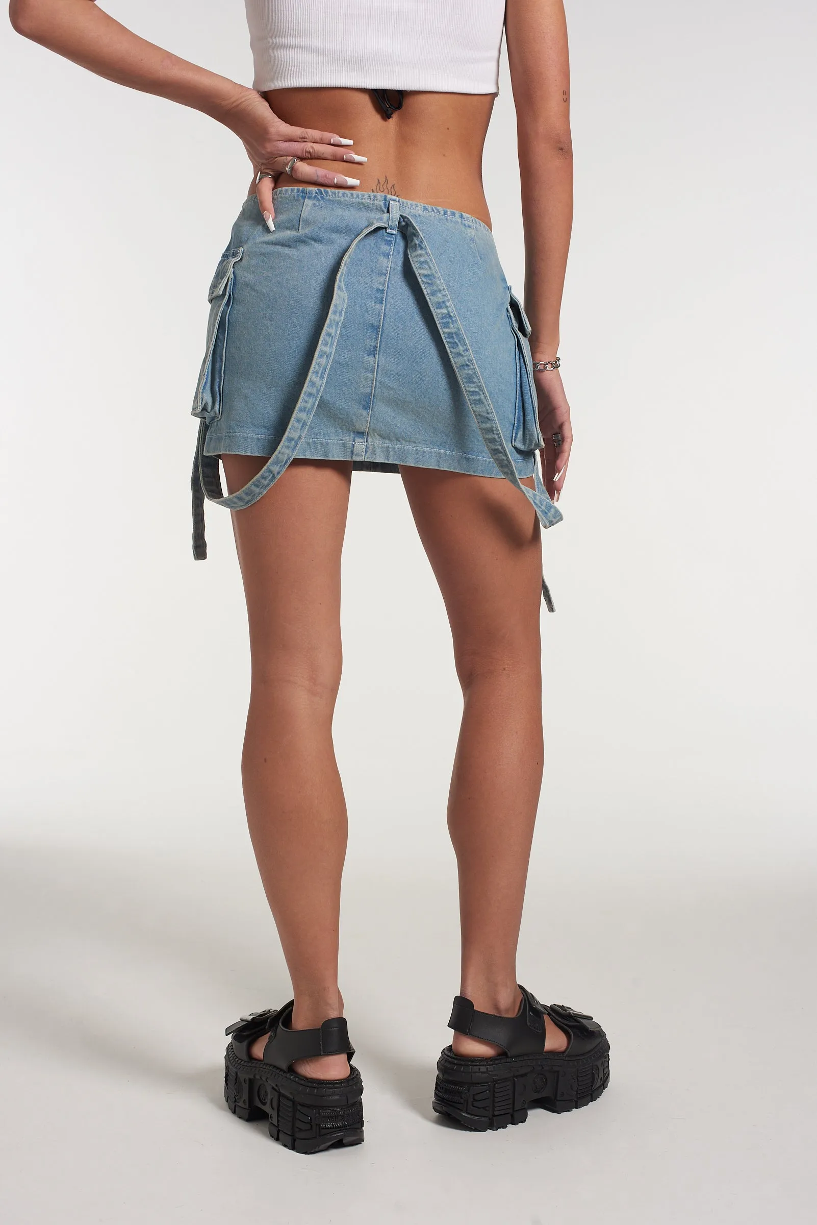 Non Slip Waist Force Combat Mini Skirt Blue