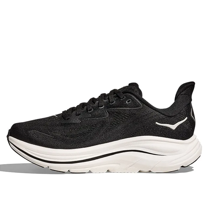 anatomical shoes Womens Hoka Clifton 10 Wide in Black/White