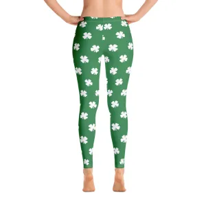 Petite Size Seamless Design Feel Good Four-Leaf Clover (White) Women's All-Over Leggings by ReadyGOLF