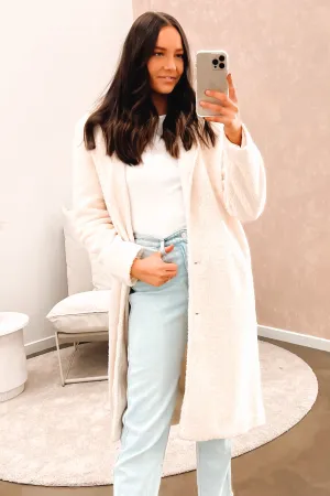 Hollow Fiber Fill Francesca Teddy Coat Vintage White