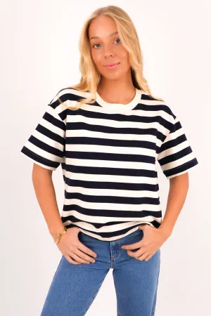 Casual Flex Wear Frankie Tee Navy Stripe