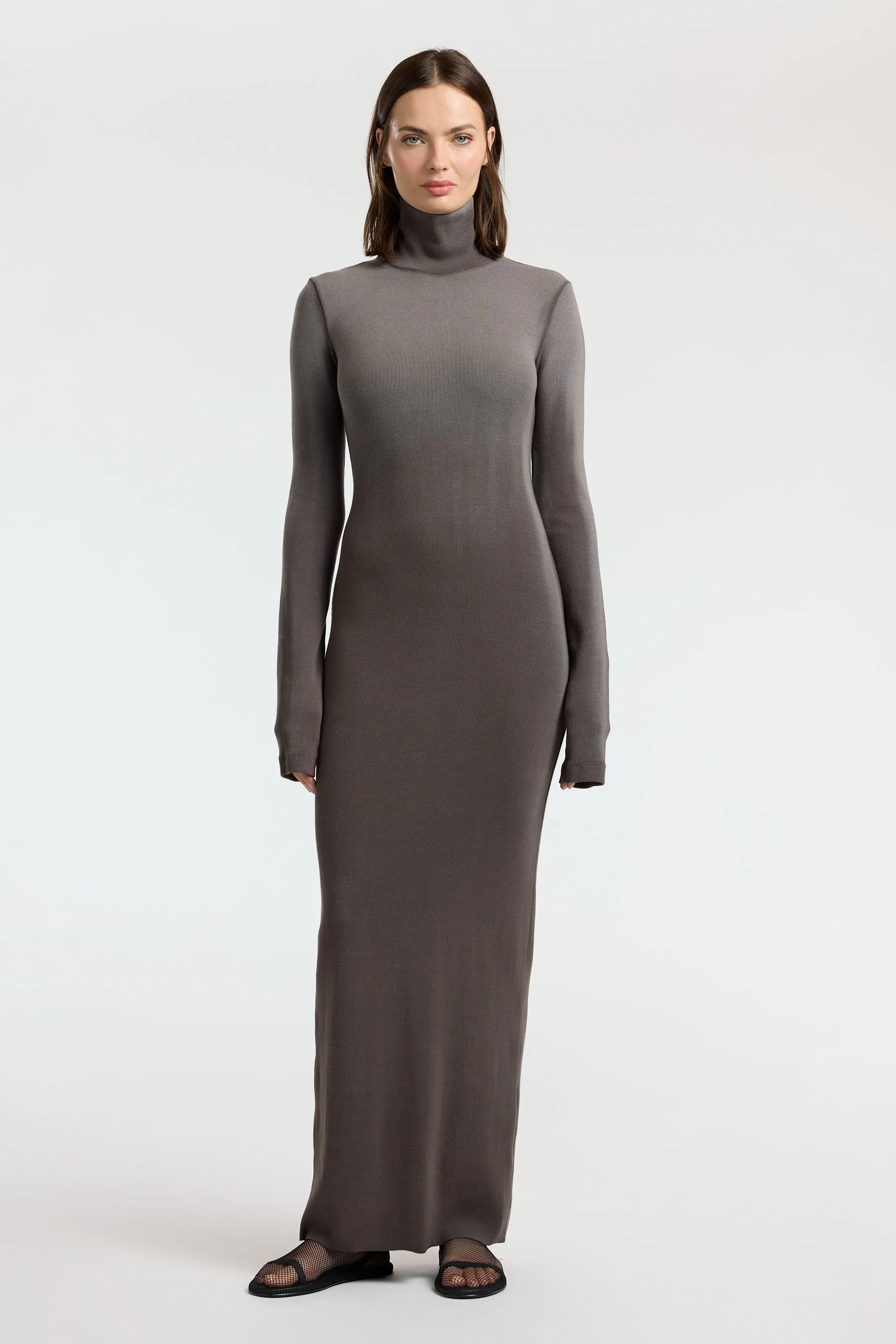 Hip-Flattering Verona Turtleneck Maxi Dress
