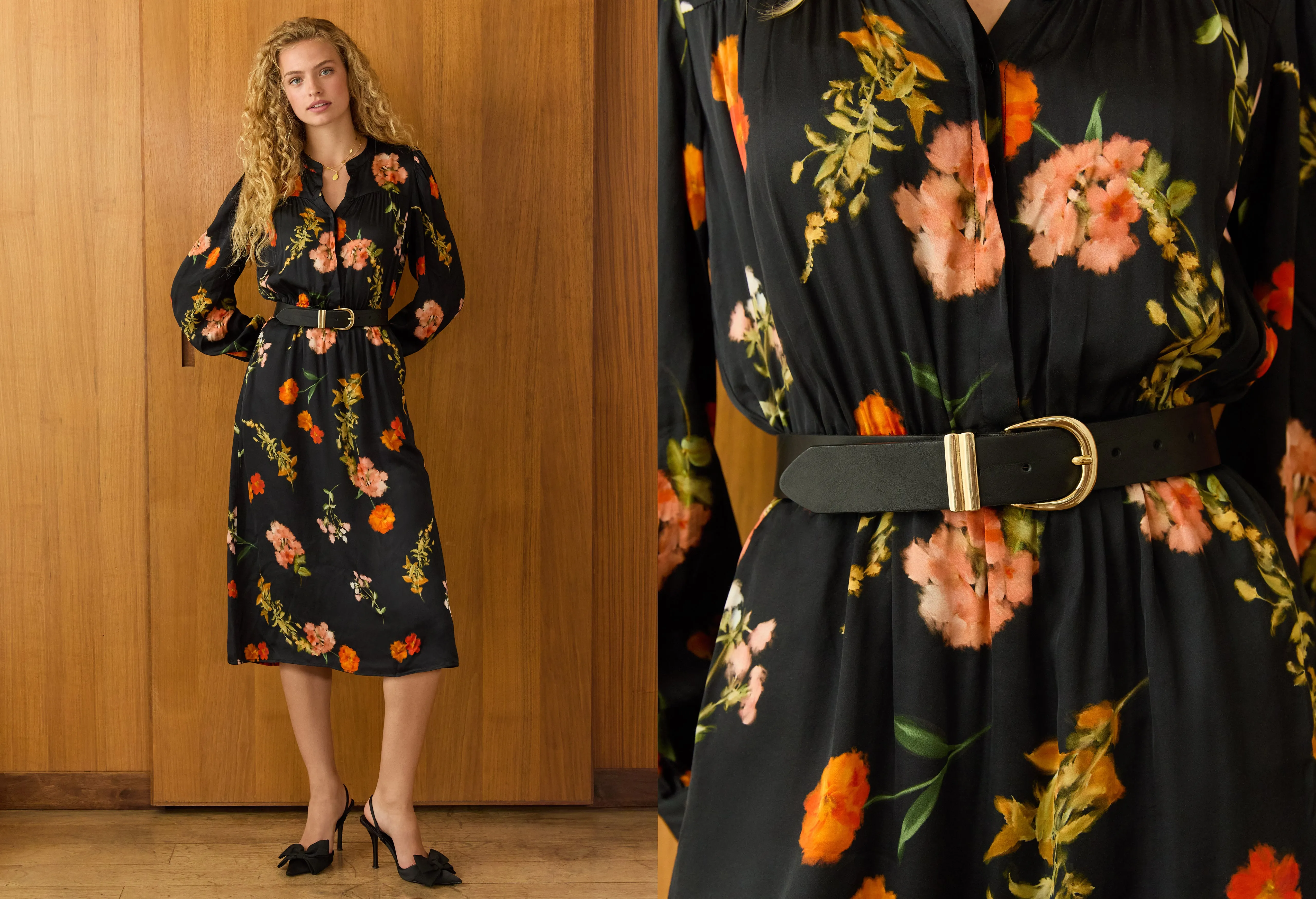 Soft Detail Cemile Printed?Midi Dress