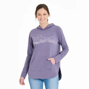 Timeless Chic Daily Use Women's Mountain Tree Landscape Crusher-FLEX Hoodie Tunic