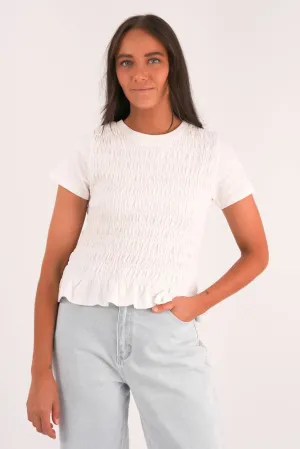 Astor Rouched Tee White Eco Conscious Production Comfortable texture