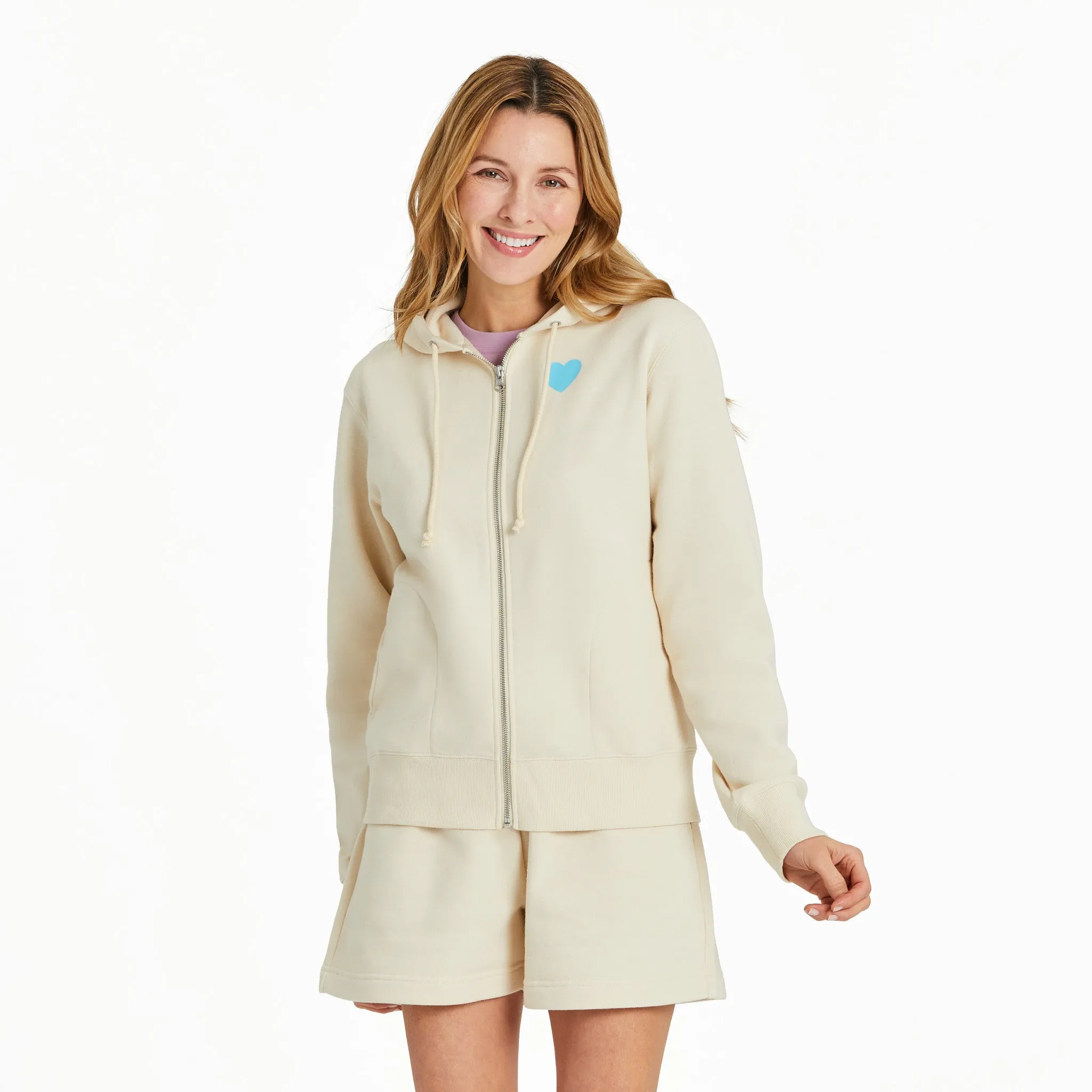 product geometric precision Everyday Essential Women's Clean Heart Grid Good Vibes Fleece Zip Hoodie