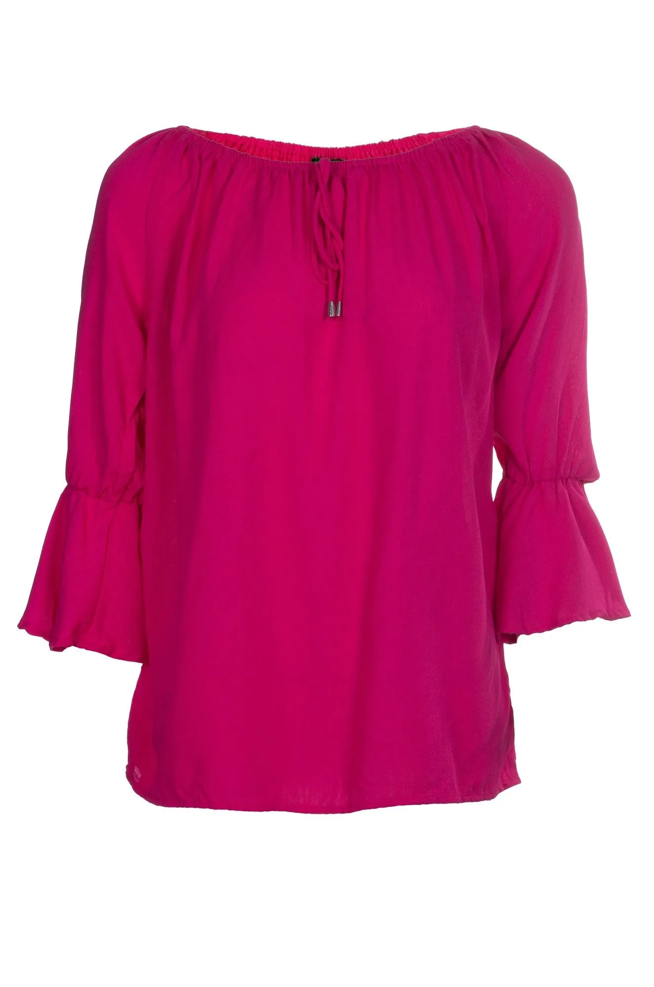 Frill cuff Soft Drape Top | FUCHSIA | 4612A1 CompactKnit Simple Top
