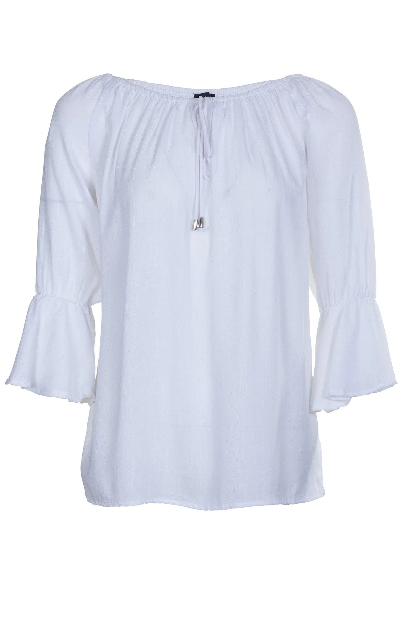 Frill cuff Soft Drape Top | WHITE | 4612A1 Meeting Ready