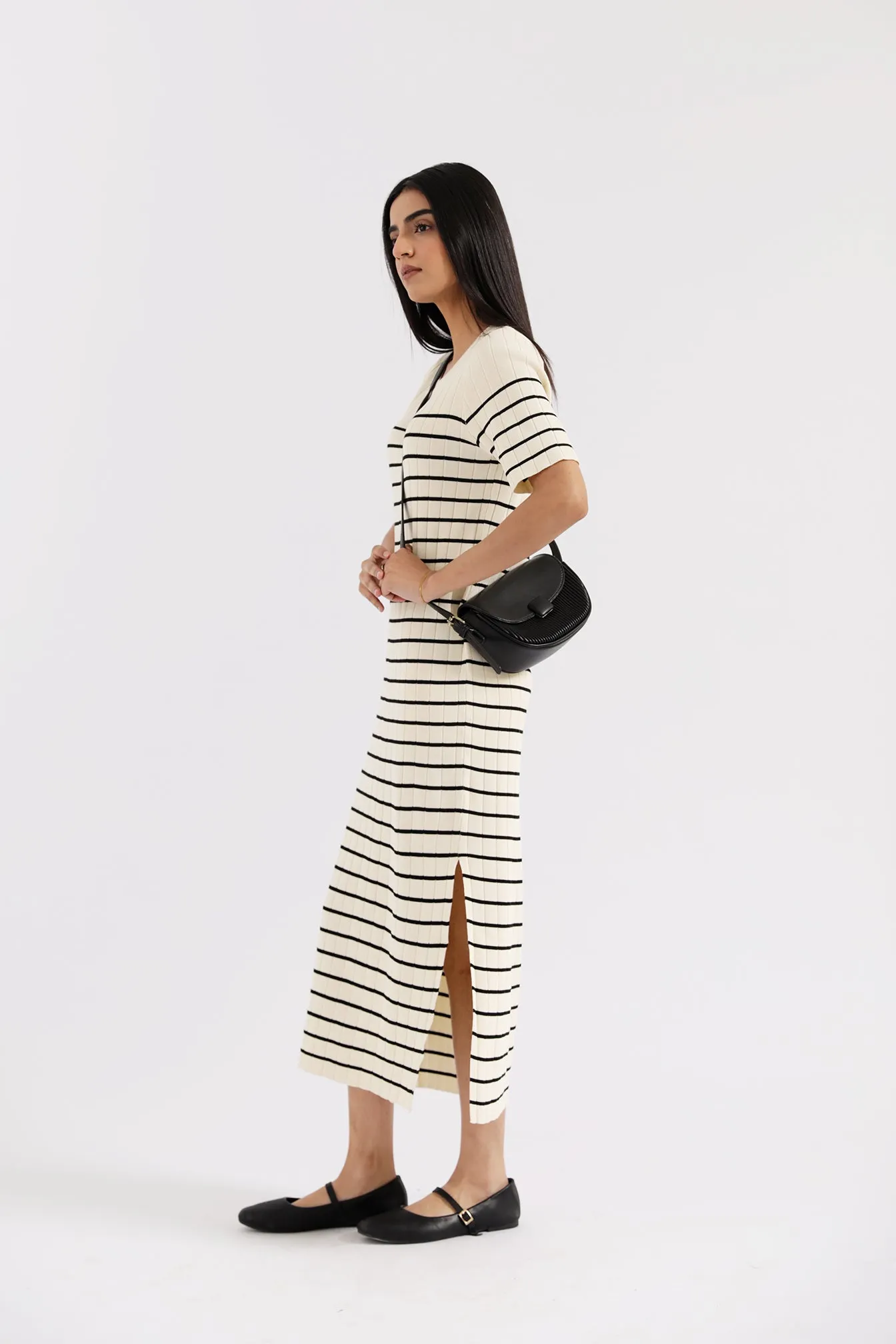 STRIPED KNIT DRESS Colorfast Technology