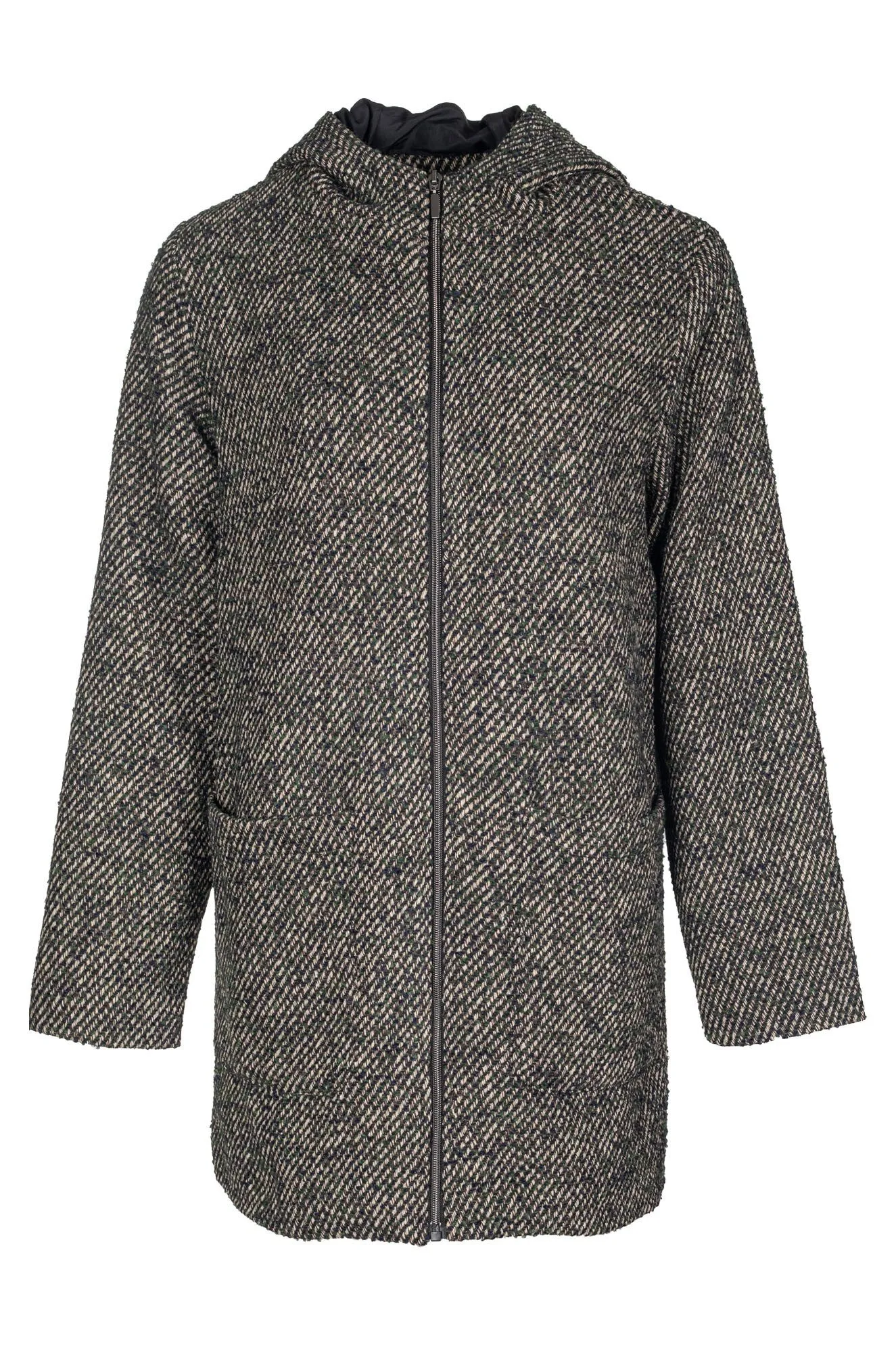 AbrasionResistantSurface Fully lined Coat with hood | Navy Olive Twill | 8014B1