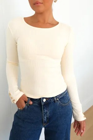 Chase Rib Long Sleeve Beige Farm Glow FlexibleCollar