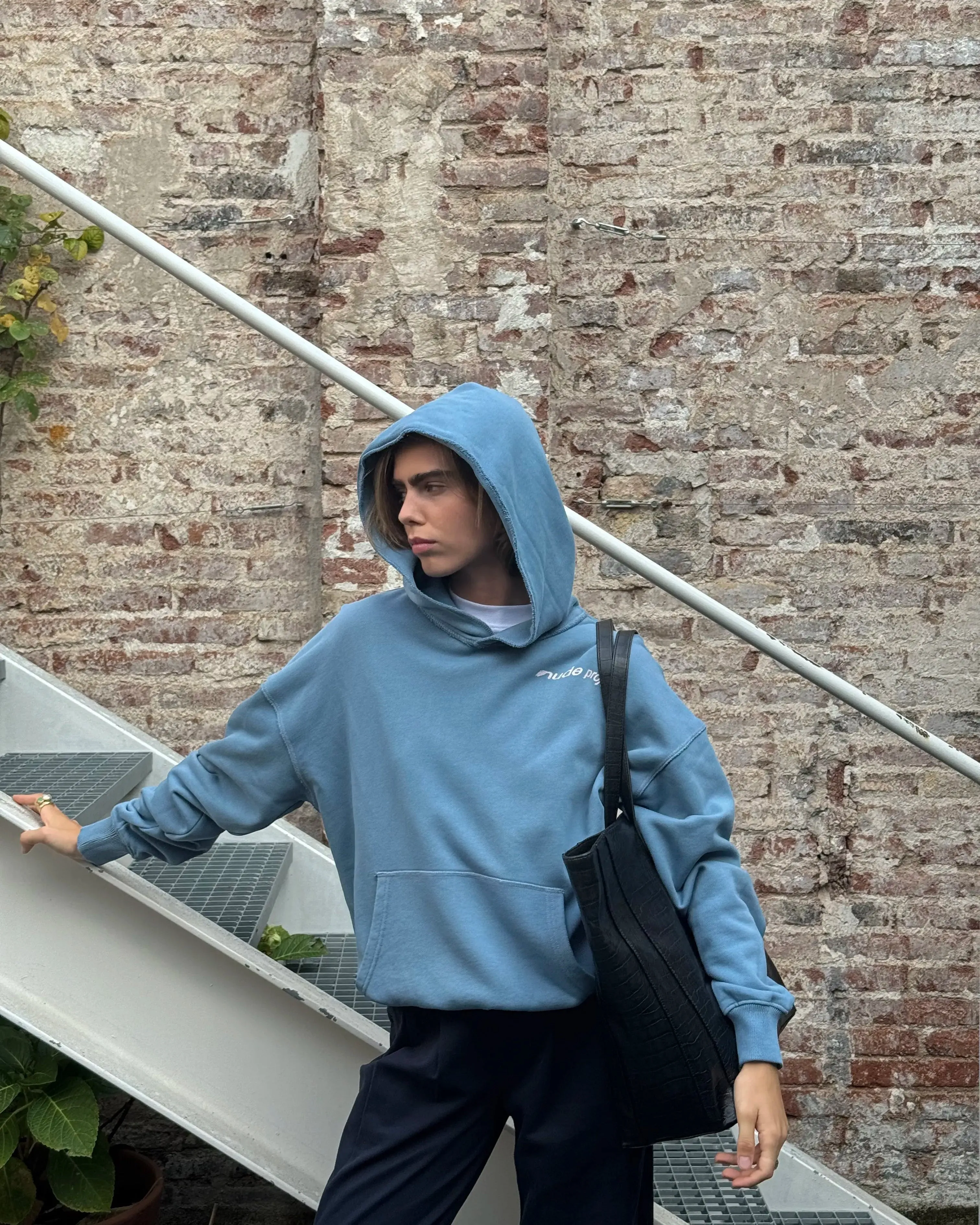 Gallery Hoodie Stone Blue marbled Sporty Style