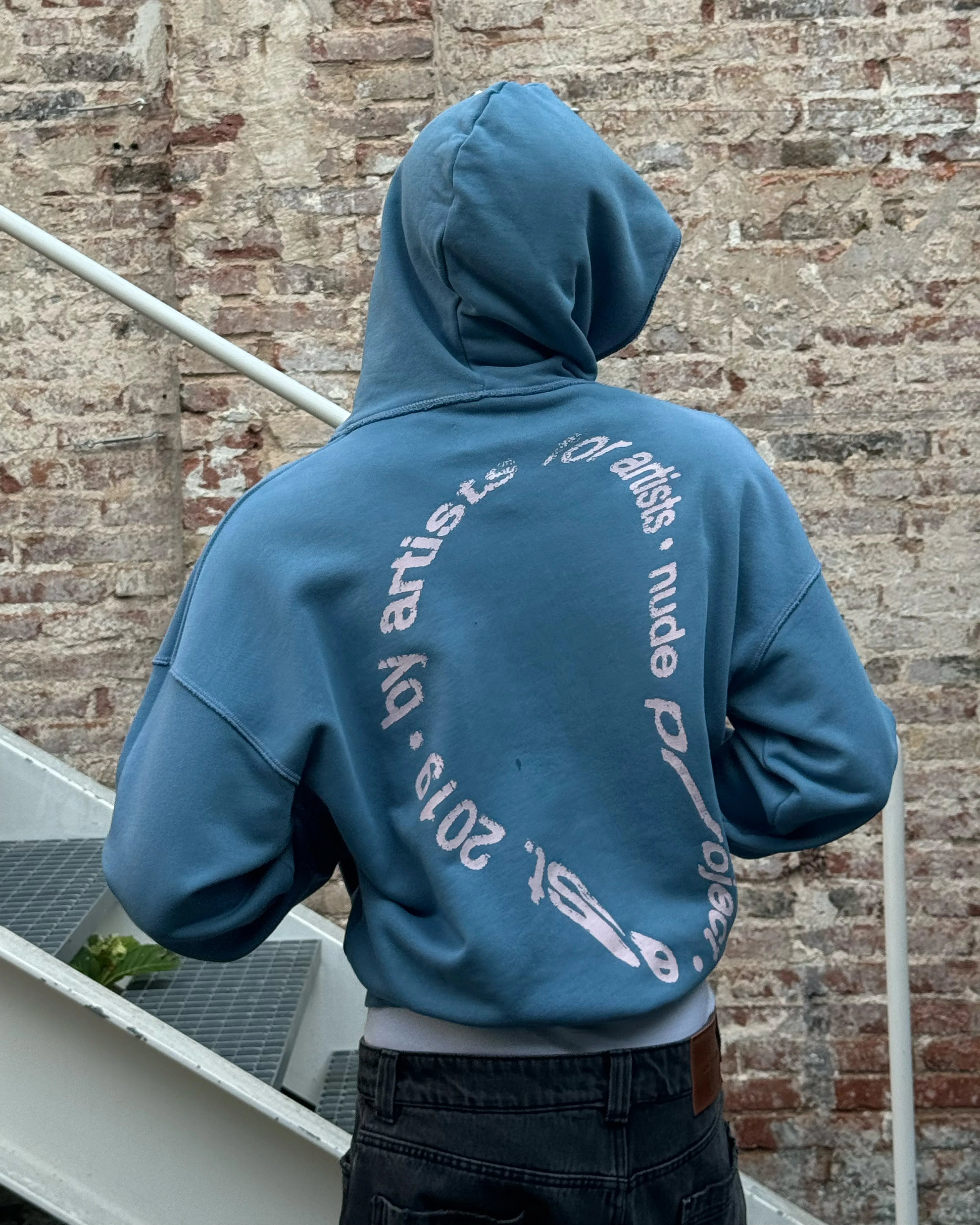 Home Relaxation logoed Gallery Hoodie Stone Blue