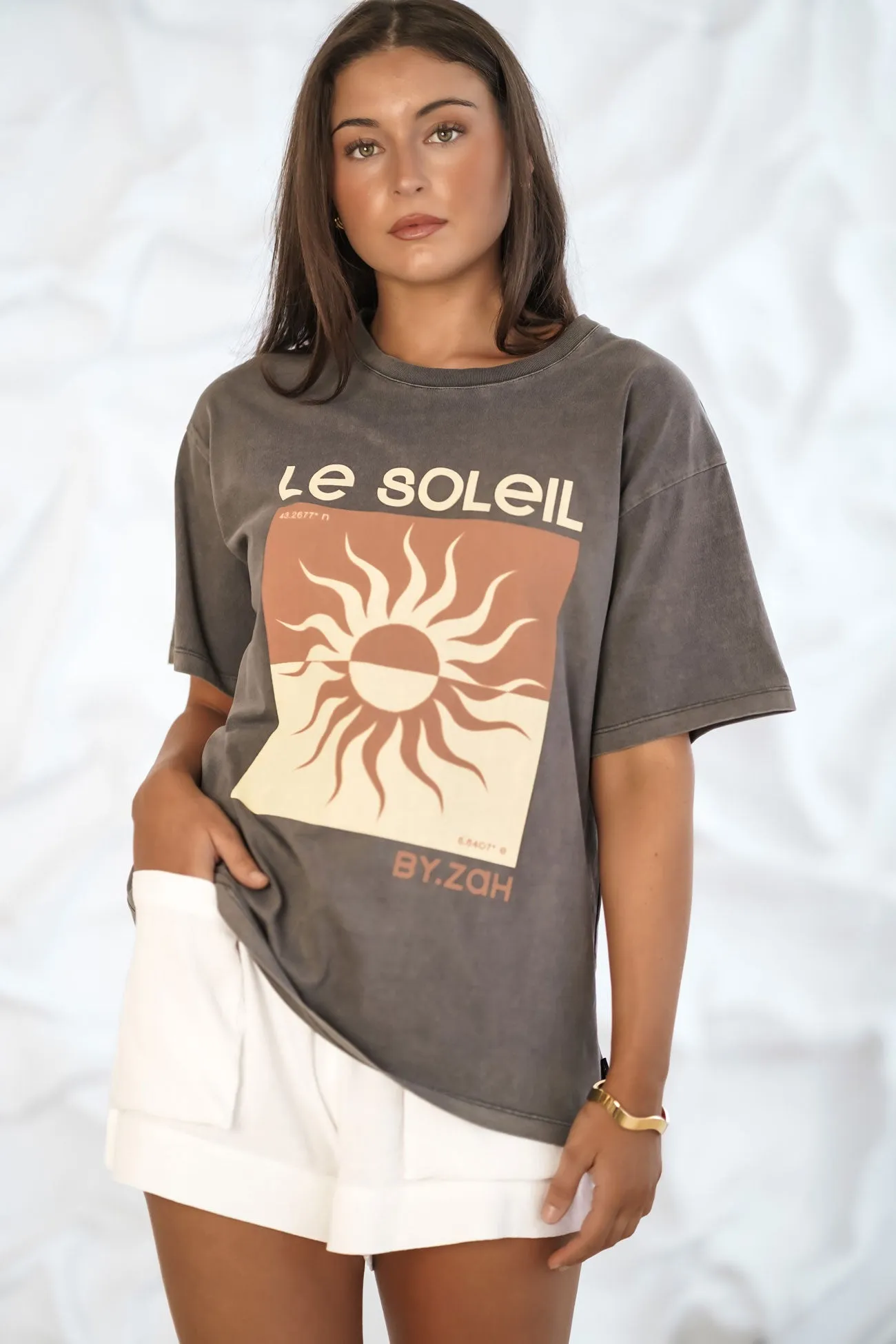 Le Soleil Tee Charcoal Cozy Look Wear Versatile Wearable