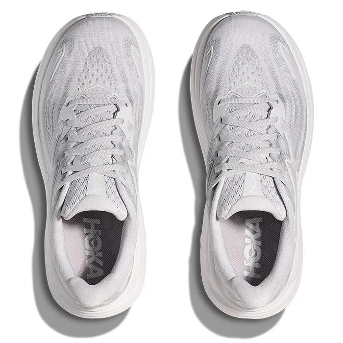 Womens Hoka Clifton 10 in Cosmic Grey/Stardust Comfort Fit Rockered Sole