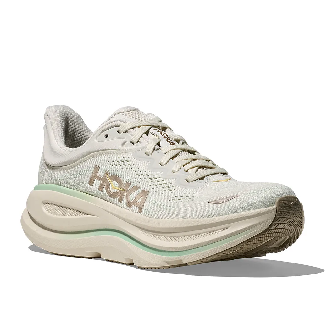 Womens Hoka Bondi 9 in Truffle Salt/Sea Glass Responsive Foam Layer