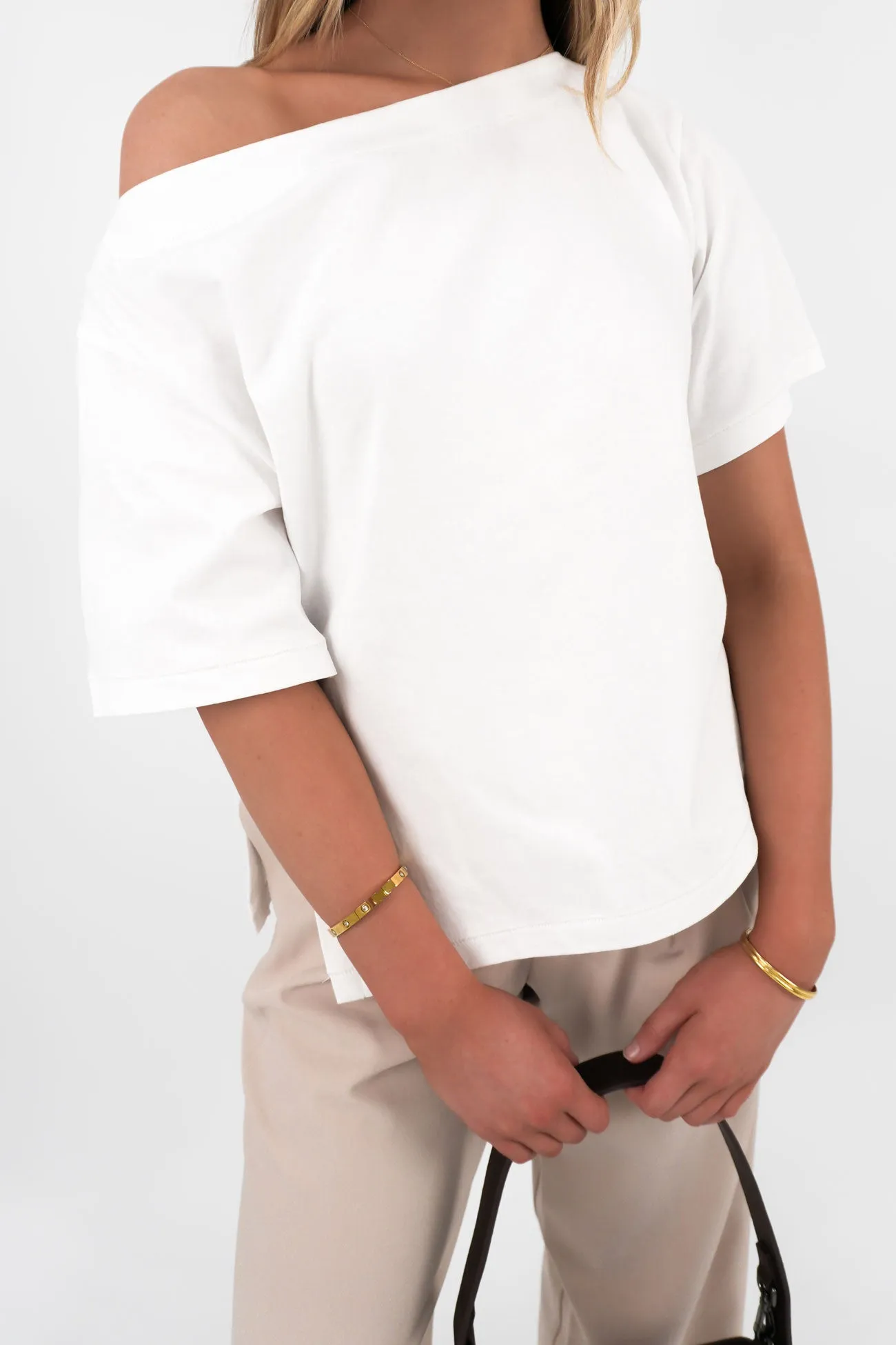 Layered Hem Design Giorgia Tee White