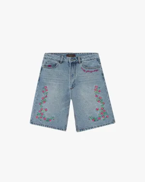 Outdoor Vibe Flexible Mobility Flowers Denim Shorts