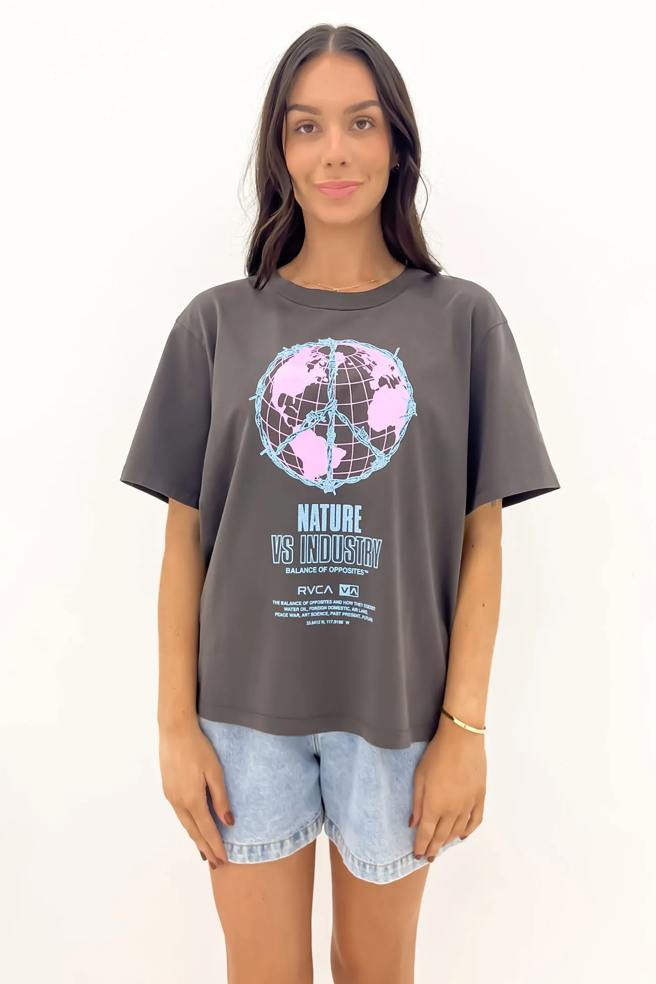 Versatile Layering Relaxed Style Global RVCA Easy Tee Washed Black